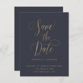 Modern Save the Date Kaart, met gouden tekst Aankondigingskaart (Voorkant / Achterkant)