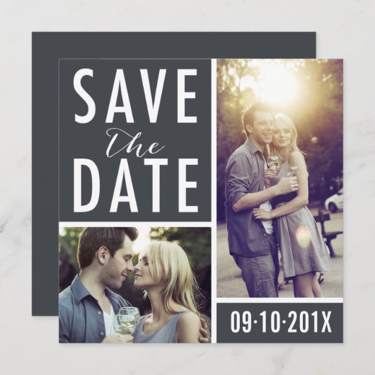 Modern Save The Date Photo Collage (Devant / Derrière)