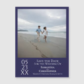 Modern Save the Date Photo Navy Blue Magnet (Voorkant)