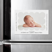Modern Scalloped Photo Birth Announcement Magnet
