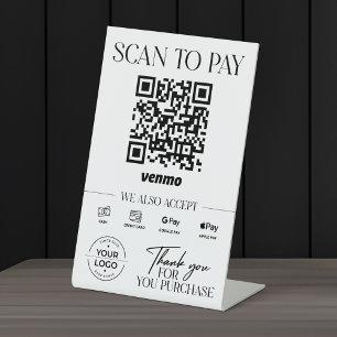 Modern Scan om te betalen teken Venmo Reclamebord Met Voetstuk