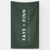 Modern Scandi | Bosgroen minimaal huwelijk Spandoek (Verticaal)