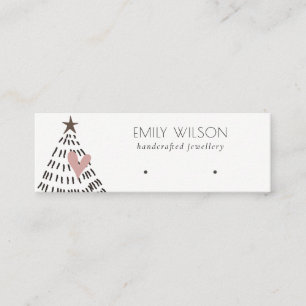 Modern Scandi Kerstboom Hart Oorbel Logo Mini Visitekaartje