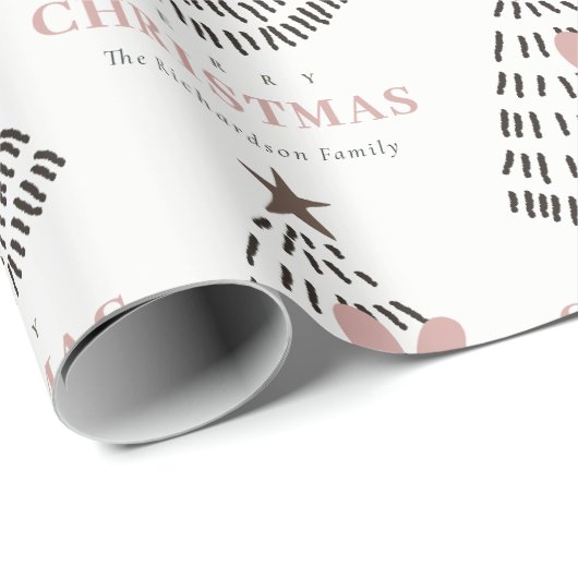 Modern Scandi Minimal Blush Heart Christmas Tree Cadeaupapier (Rol Hoek)