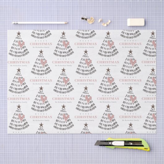 Modern Scandi Minimal Blush Heart Christmas Tree Tissuepapier (Craft)