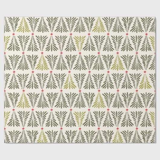 Modern Scandi Nordic Pine Tree Holiday Christmas Cadeaupapier (Vlak)