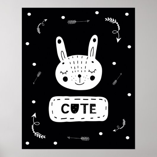 Modern scandi schattig Bunny Nursery Poster (Voorkant)