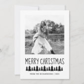 Modern Scandi Trees Black & White Merry Kerstmis Feestdagenkaart (Voorkant)