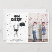 Modern Scandinavian Fun Deer Multi Photo Collage Feestdagenkaart (Voorkant)