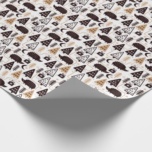 Modern Scandinavian Kerstegel Pattern Cadeaupapier (Hoek)