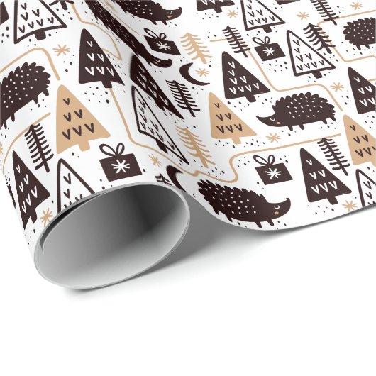 Modern Scandinavian Kerstegel Pattern Cadeaupapier (Rol Hoek)