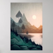 Modern Scandinavisch berglandschap Poster (Voorkant)
