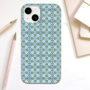 Modern Scandinavisch design Blue Olive Green Case-Mate iPhone 14 Hoesje
