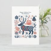 Modern Scandinavische Kerst in het bos Feestdagenkaart (Staand voorkant)