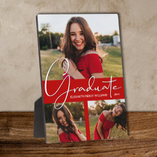 Modern Scarlet Afstuderen Photo Collage Fotoplaat