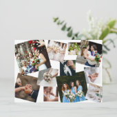 Modern Scattered Photo Collage Wedding Bedankkaart (Staand voorkant)