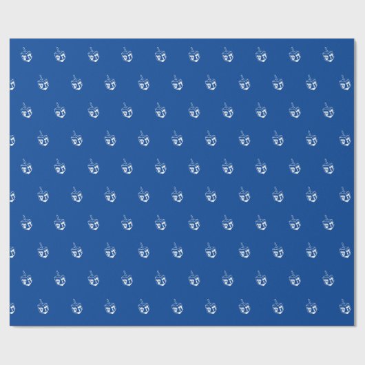 Modern schattig blauw wit Dreidel patroon Chanoeka Cadeaupapier (Vlak)