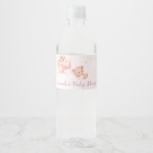 Modern schattig boho teddybeer ballon Baby shower Waterfles Etiket (Voorkant)