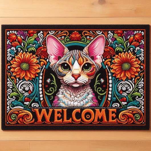 Modern Schattig Devon Rex Cat Vibrant Welkom Deurmat