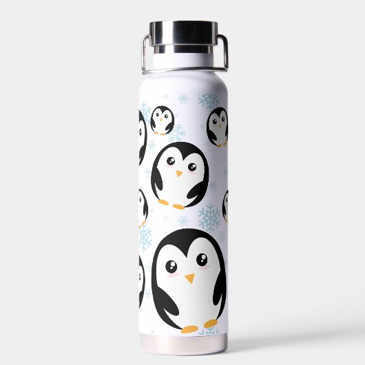 Modern schattig Rainbow pinguin gradient patroon Waterfles (Achterkant)