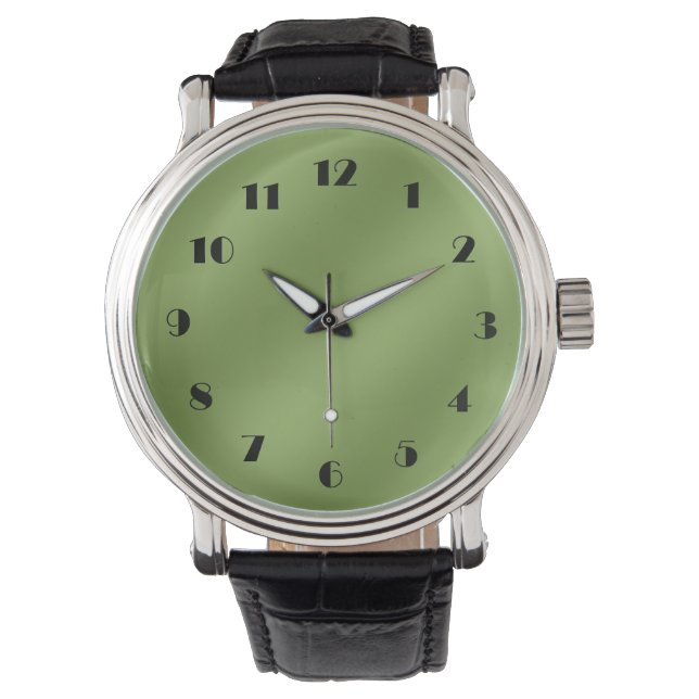 Modern schattig Solid Green gradient Wave patroon Horloge (Voorkant)
