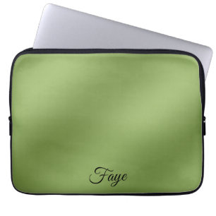Modern schattig Solid Green gradient Wave patroon Laptop Sleeve
