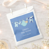 Modern Schattige Blauw Clothesline Boy Baby shower Bedankzakje (Geknipt)
