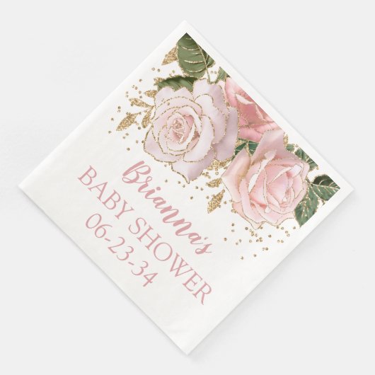 Modern Schattige Bloemen Goud Baby Meisje Douche D Servet (Hoek)