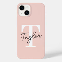 Modern Schattige Blush Roze Monogram Naam Girly Sc