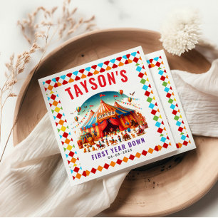 Modern Schattige Circus Carnaval 1e verjaardag Servet