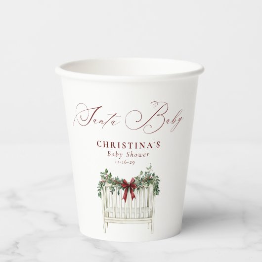 Modern Schattige Elegant Santa Baby Baby shower Papieren Bekers (Voorkant)