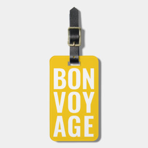 Modern Schattige Funny Bold bon voyage Helder Geel Bagagelabel