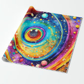 MODERN SCHATTIGE GALAXY PLANET ONTWERP CADEAUPAPIER (Uitgerold)