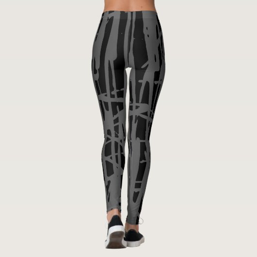 Modern Schattige grijs en zwart Leggings (Achterkant)