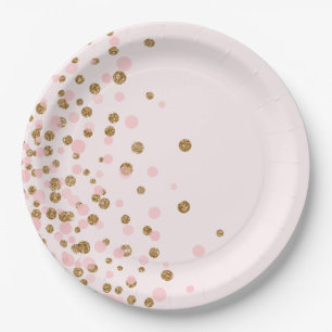 Modern Schattige Roze Gouden Glitter Verjaardagsfe Papieren Bordje