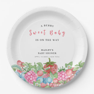 Modern Schattige Wild Berry Sweet Baby shower Papieren Bordje