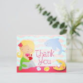 Modern Schattige Zeemeermin Roze Verjaardagsfeestj Briefkaart (Staand voorkant)