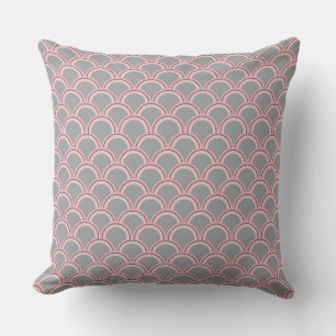 Modern Schelp Patroon Roze En Grijs Buitenkussen