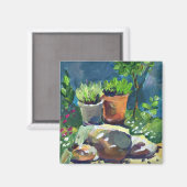 Modern schilderij zomerbloemen magneet (Voorkant / Achterkant)