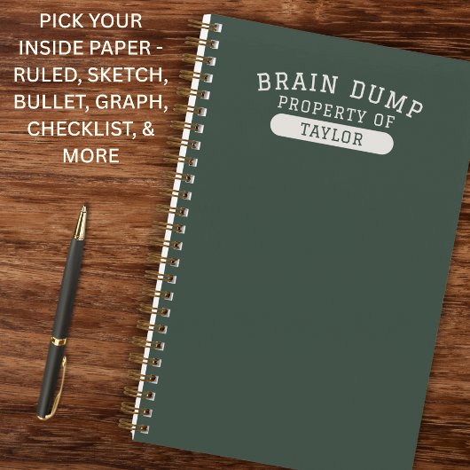 Modern School Brain Dump List Funny Green Notitieboek