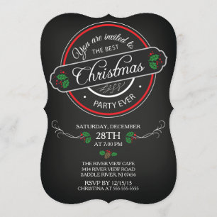 Modern schoolbord Best Christmas Party uitnodiging