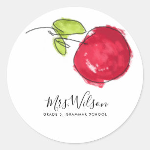 MODERN SCHOOLTEACHER OLIEPIJPAK, TEKST APPARAAT RONDE STICKER