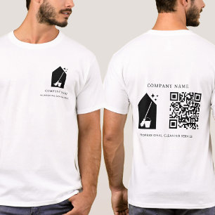 Modern Schoonmaak Schoonmaakdienst Logo QR Code Wi T-shirt