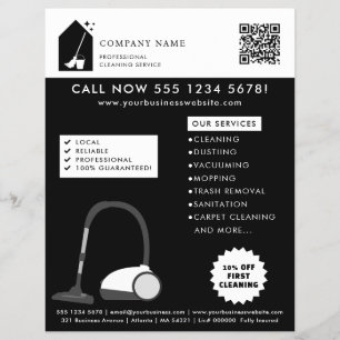 Modern Schoonmaakbedrijf Logo Zwart QR Code Flyer