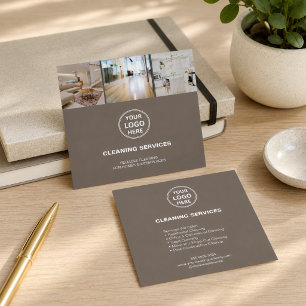 Modern Schoonmaakdiensten Foto Logo Taupe Vierkante Visitekaartje