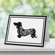 Modern Schrift Dachshund Zwart Wit Opgevouwen