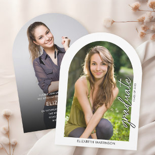 Modern Schrift Handgeschreven Foto Boog Afstudeerf Kaart