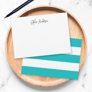 Modern Schrift met Witte Strepen en Aangepaste Kle Notitiekaartje