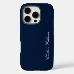 Modern Schrift Navy Blau Minimalistisch iPhone 16 Pro Hoesje