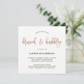 Modern Schrift | Roze Goud Brunch en Bubbelwijn Kaart (Staand voorkant)